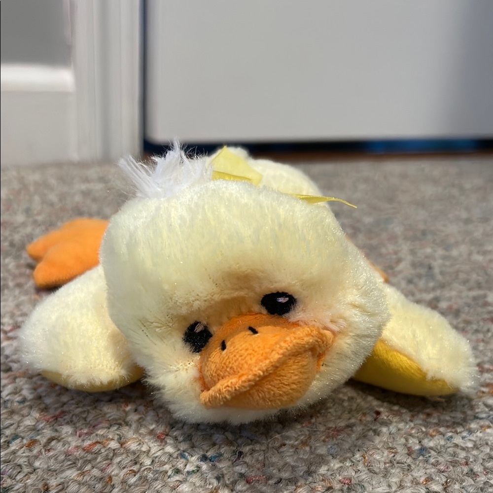 Plush Duck Toy for Small Pets - Cream and Orange